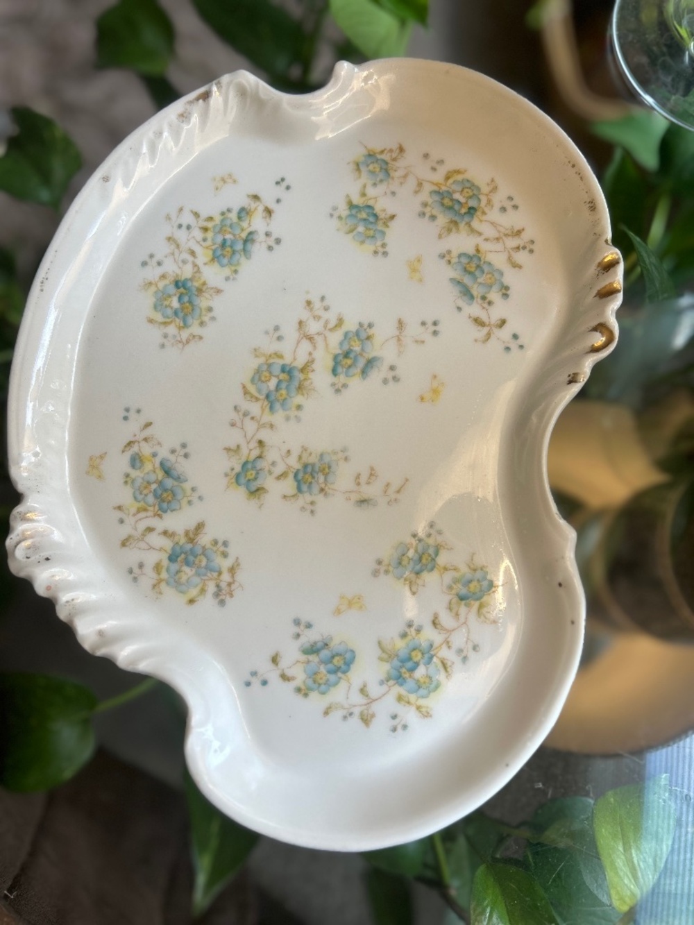 Antique Limoges France Forget-Me-Not Porcelain Vanity Tray